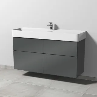 Sanipa 3way Waschtischunterbau zu Laufen VAL Waschtisch mit 4 Auszügen, Anthrazit-Glanz SF82579