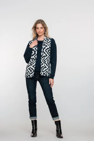 Geisha Fashion Women - Jeans turn-up dark blue black denim - Gr. - S