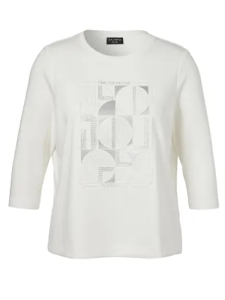 VIA APPIA DUE - Sweatshirt Rundhals 3/4 Arm Motiv ecru - Gr. - 52