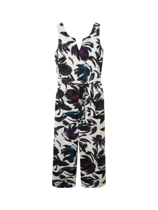 Tom Tailor - Leinen Overall mit Print dark blue floral design - Gr. - 40