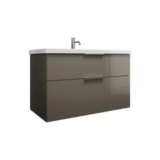 Burgbad Keramik Waschtisch-Set Eqio Grau Hochglanz/Alpinweiss, SEYQ103F2010C0001 SEYQ103F2010C0001
