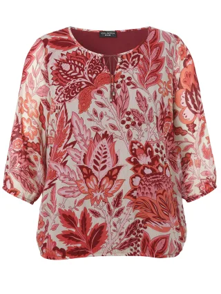 VIA APPIA DUE - Bluse V-Ausschnitt 3/4 Arm Druck beere multicolor - Gr. - 44
