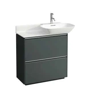 LAUFEN Waschtischunterschrank BASE 348x769x768 bodenst. 2Schubl Griff alu. f.WT H813301/2 verkehrsgr H4030021102661