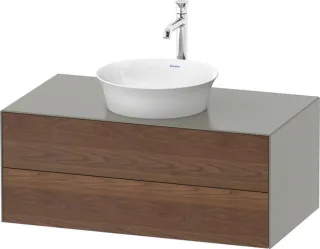 Duravit White Tulip Konsolenwaschtischunterbau wandhängend Amerikanischer Nussbaum & Stein Grau Matt WT4986077920010
