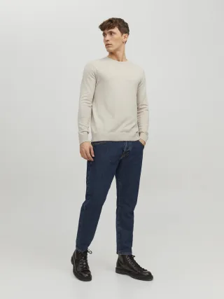 JACK&JONES - JJEEMIL KNIT CREW NECK NOOS Oatmeal - Gr. - S