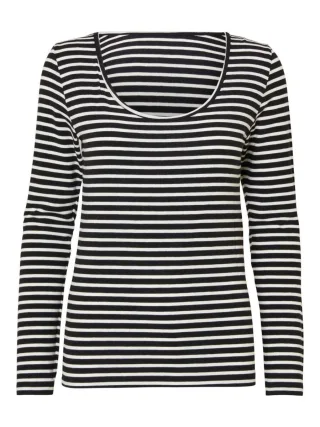 Selected - Streifenshirt schwarz - Gr. - S