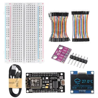 AOQDQDQD® WiFi Weather Station Kit 5V BMP280 Temperature Humidity Atmospheric Pressure Sensor + 0.96" OLED IIC LCD Displ