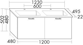 Burgbad Keramik Waschtisch-Set Sys30 PG4 Sana Eiche Schwarz/Schwarz Matt, SFOK123F3449C0038 SFOK123F3449C0038