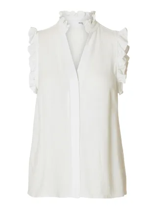 SELECTED WOMEN - SLWVIVA SL SUN RUFFLE TOP NOOS Snow White - Gr. - 42