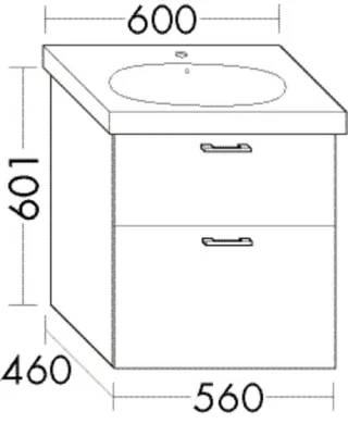 Burgbad Waschtischunterschrank Sys30 PG4 Sana 601x560x460 Schilf Hochglanz, WVZB056F3362 WVZB056F3362