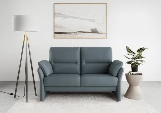 DOMO collection 2-Sitzer "Pina, schmale Armlehnen, mit Federkern, kompakt & elegant" Hoher Sitzkomfort, Luxus-Microfaser Lederoptik, petrol, Breite 159 cm