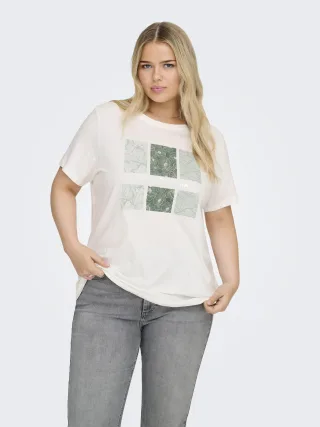 ONLY CARMAKOMA - CARCRUZ SS O-NECK REG TEE JRS Cloud Dancer - Gr. - 42/44