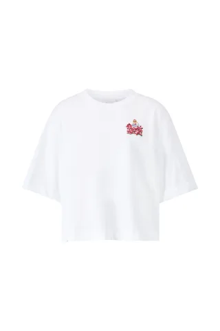Rich & Royal - Gentle Fit T-Shirt with Flower Woman Application white - Gr. - S