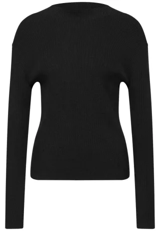 Street One - Pullover in Rippstruktur schwarz - Gr. - 42