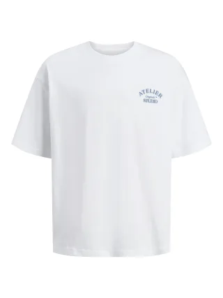 JACK&JONES - JORBROOKLYN BACK TEE SS CREW NECK JNR bright white - Gr. - 164