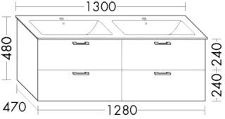 Burgbad Waschtischunterschrank Sys30 PG3 Diago 480x1280x470 Trend- oder RAL-Farbe Matt, SFUQ128F5347 SFUQ128F5347