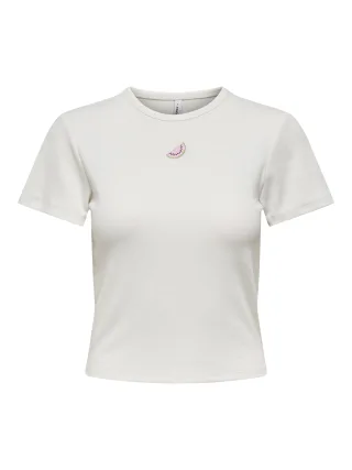 ONLY - ONLDANIELLA S/S RIB TOP CS JRS Cloud Dancer - Gr. - XS