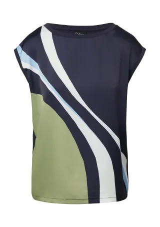 s.Oliver BLACK LABEL - T-Shirt blau|mehrfarbig - Gr. - 44