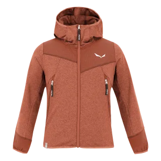 SALEWA - Agner Melange Polarlite Full Zip Kinder Kapuzenjacke - Rot (Gr.164)