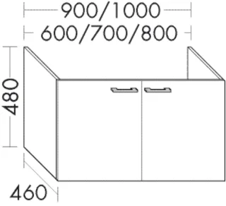 Burgbad Waschtischunterschrank Sys30 PG1 Aqua 480x1000x460 Eiche Dekor Rost, WSAB100F3812 WSAB100F3812