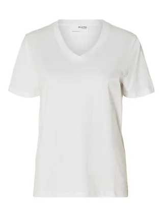 Selected - T-Shirt - Slfessential weiß - Gr. - XXL