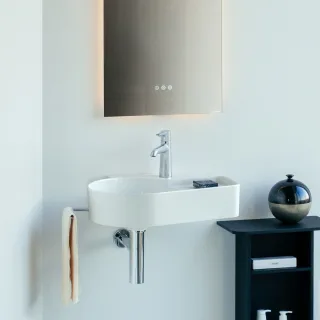LAUFEN Waschtisch VAL, ohne Hahnloch, mit Überlauf 530x400 mit Halbnasszone rechts weiß, H8152880001 H8152880001091