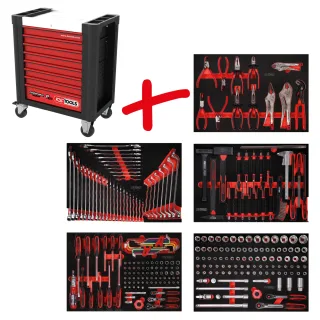 KS Tools Performanceplus Werkstattwagen-Satz P10 mit 279 Werkzeugen für 5 Schubladen - 810.5279