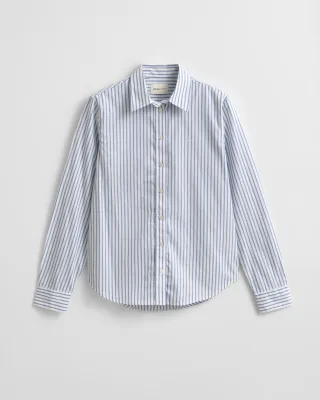 GANT - Regular Fit Popeline Bluse mit Streifen eggshell - Gr. - 44