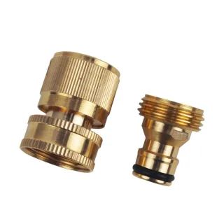 Brass 3/4" Hose Quick Connector Male and Female Set Water Hose Fitting European Style Leak Proof Rubber Washer Easy Inst