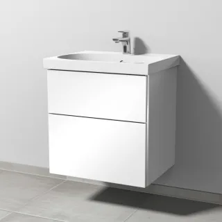 Sanipa 3way Waschtischunterbau zu Geberit Acanto Waschtisch mit 2 Auszügen, Weiß-Glanz BS41578