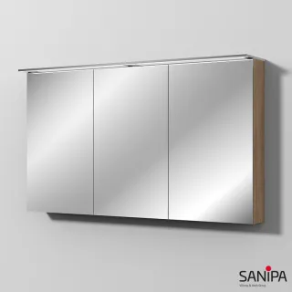 Sanipa Reflection Spiegelschrank MALTE 130 mit LED-Aufsatzleuchte, Eiche-Kansas SD15759