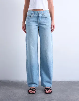 TOPSHOP - TSEMBER LR WIDE DNM JEANS LB NOOS Light Blue Denim - Gr. - 26/32
