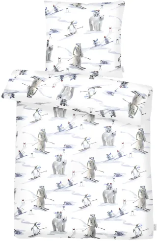 APELT Bettwäsche "Nils GOTS" 2 Stk. Eisbären und Pinguine