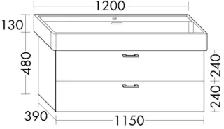 Burgbad Waschtischunterschrank Sys30 PG4 Sana 480x1150x390 Eiche Tabak, WVZX115F3448 WVZX115F3448