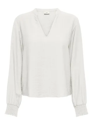 JDY - JDYPEPPER L/S V-NECK SMOCK TOP WVN DIA cloud dancer - Gr. - M