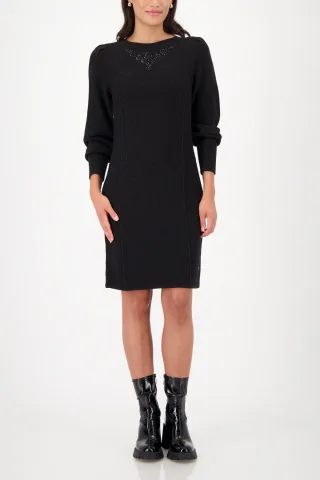 monari - Strickkleid mit Strasssteinen schwarz - Gr. - 46
