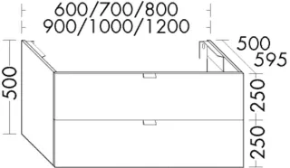 Burgbad Waschtischunterschrank rc40 System PG2 500x900x500 Weiß Ultramatt, WWNA090F5774 WWNA090F5774