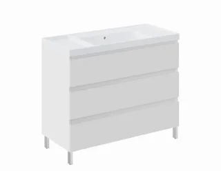 Cosmic Bbest Unterschrank 3 Schubladen und Füsse mit Teckstone-Waschtisch, weiss matt, WJB010P300110 WJB010P3001102