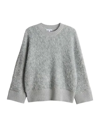 Opus - Regular Strickpullover in Bouclé Optik - Pennan grau - Gr. - 34