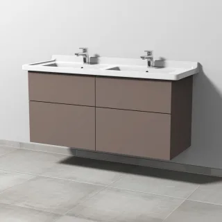 Sanipa 3way Waschtischunterbau zu Duravit Starck 3 Waschtisch mit 4 Auszügen, Taupe-Matt SP7131T