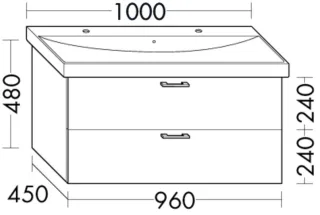 Burgbad Waschtischunterschrank Sys30 PG2 Echo 480x960x450 Weiß Matt, WVPY096464 WVPY096464