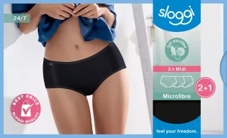sloggi - sloggi 24/7 Microfibre Midi C3P schwarz - Gr. - 42