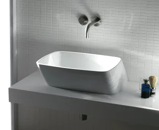 Axa one Serie 138 Aufsatzwaschtisch ohne Hahnloch, B: 400, T: 500 mm, weiss glänzend 23080