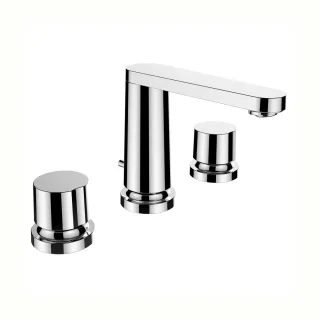 LAUFEN 3-Loch Waschtischmischer THE NEW CLASSIC Festauslauf Ausladung 130 mm mit Ablaufventil chrom HF900511100000