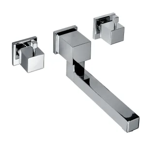 KAJA-Aquadrat 3-Loch Unterputz-Wand-Spültischbatterie, Ausl. 230 mm, chrom 31809-C