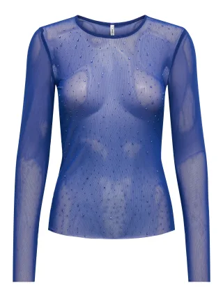 ONLY - ONLELSA L/S MESH SHINE TOP JRS sodalite blue - Gr. - XS