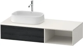 Duravit Zencha Konsolenwaschtischunterbau wandhängend Eiche Schwarz & Weiß Matt & Supermatt 1300x550 ZE4818016840000
