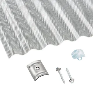 Polycarbonat | Terrassendach-Set | Sinusplatte | 76/18 | 2,6 mm | Wabenstruktur | klar