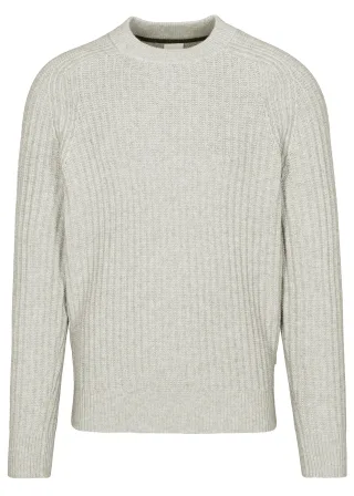BASEFIELD - Rundhals Pullover oat grey mel. - Gr. - L