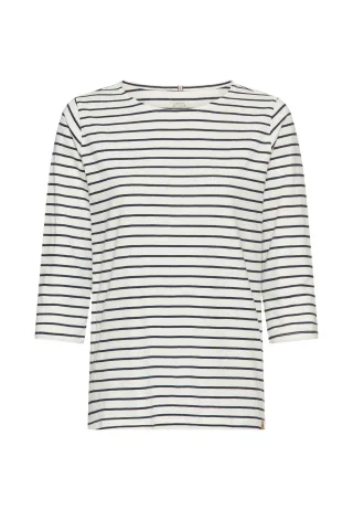 camel active - 3/4-Arm T-Shirt mit Seitenschlitzen night blue stripes - Gr. - XXL